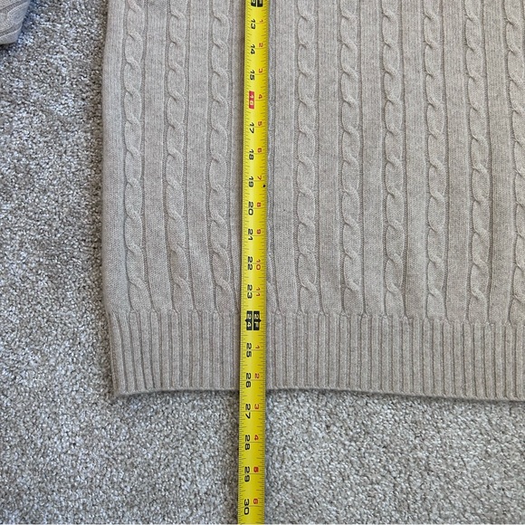 Allen Solly 100% 2-Ply Cashmere Cable Knit Polo Sweater Beige Men's Large - Picture 3 of 9